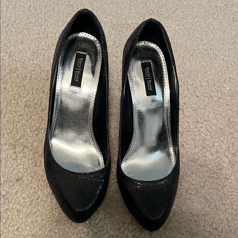 White House Black Market Black Textured Heels